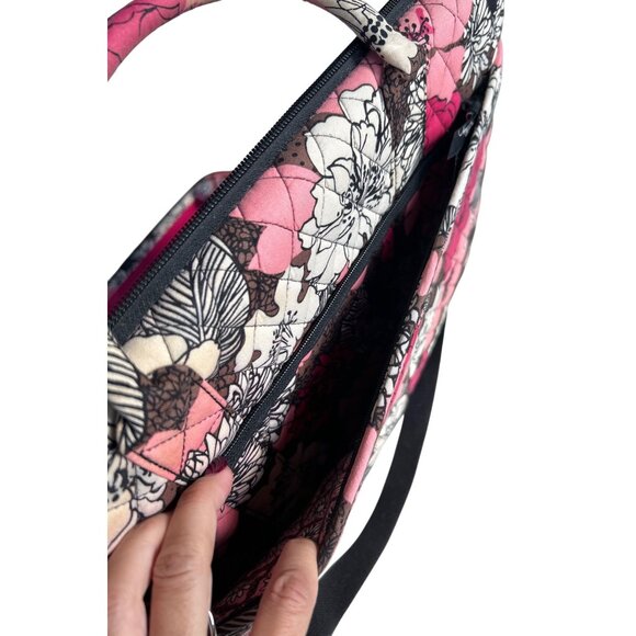 Vera Bradley Laptop Bag Pink/Black Floral Quilted w/ Shoulder Strap - Picture 6 of 7